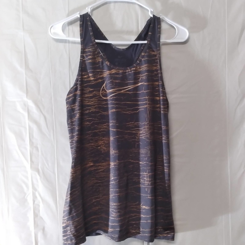 Nike Dri Fit Tank Top Printed Stripe Racerback Athletic Medium